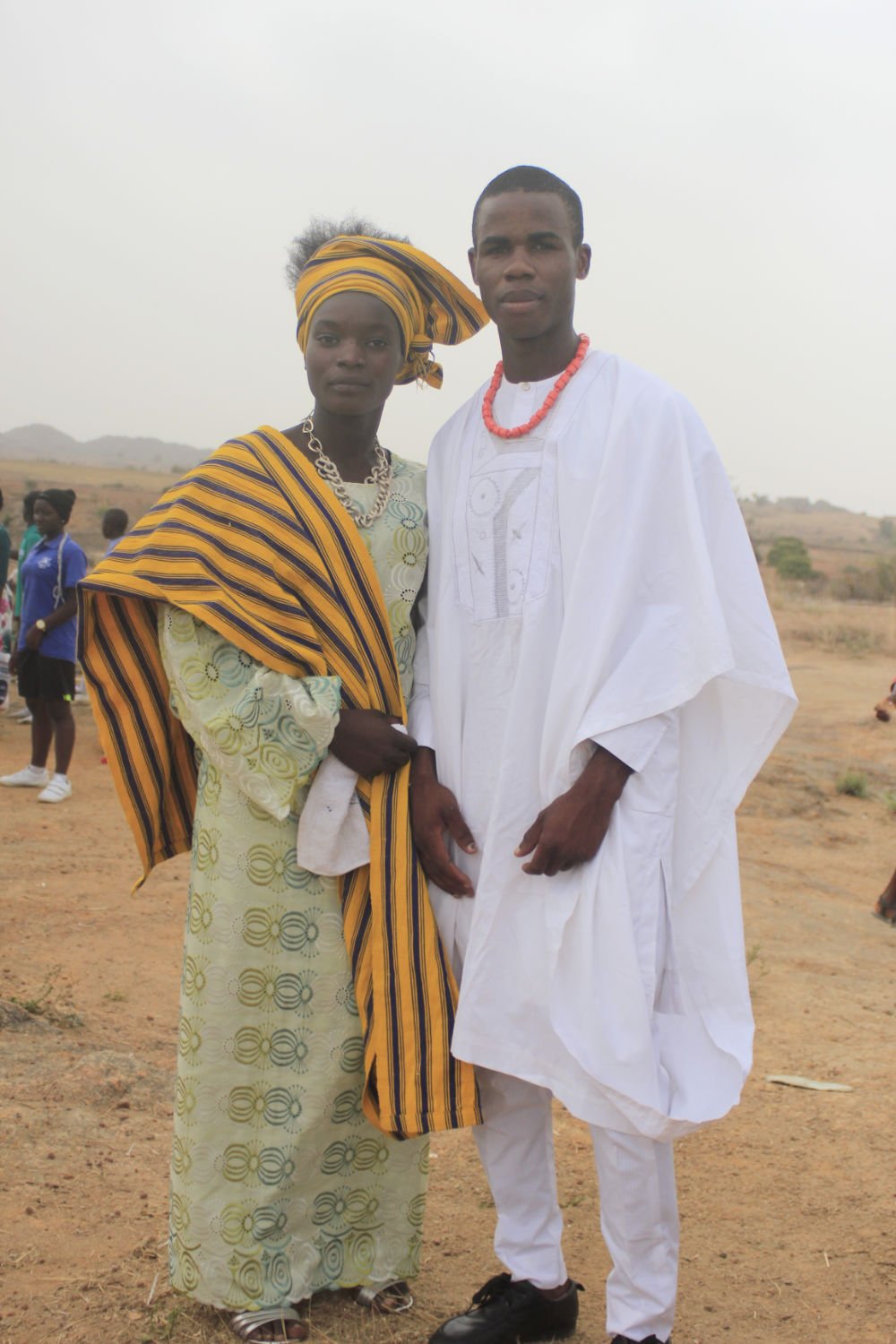 Young couple in tribal costumes.