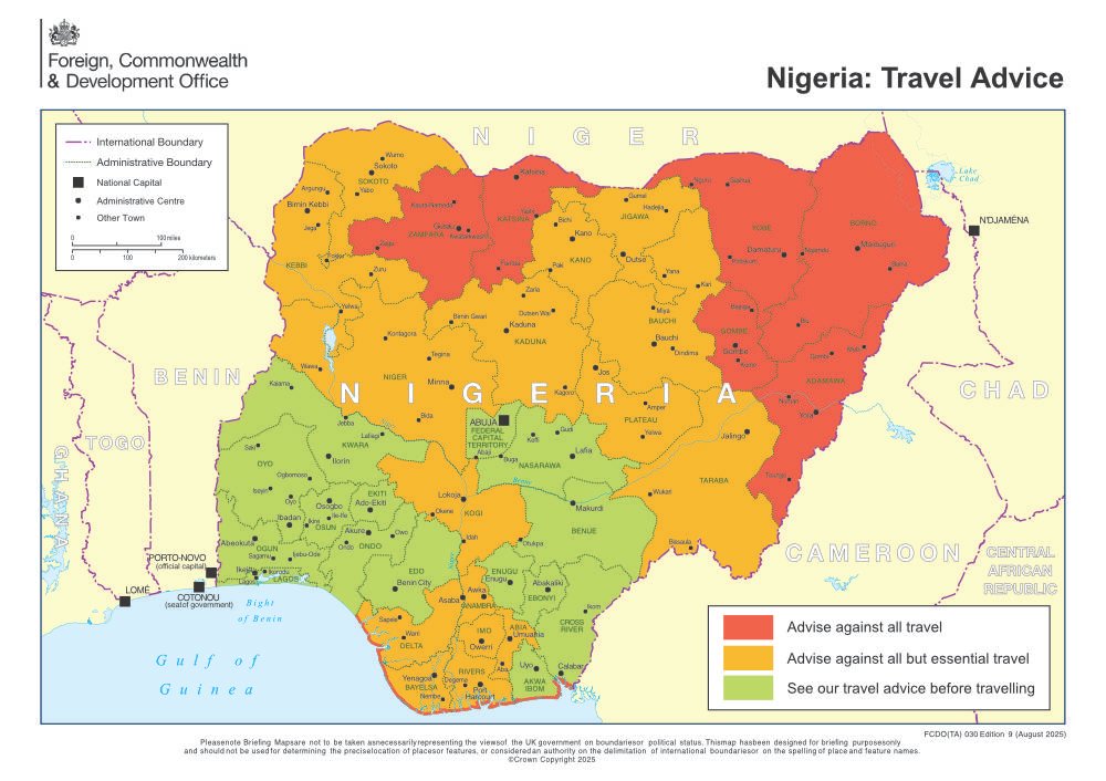 Do not travel zones in Nigeria